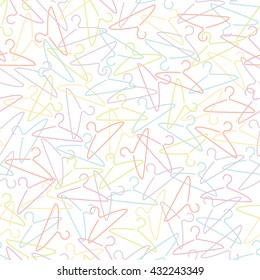 Vector seamless multicolor clothes hanger pattern. Modern fashion background. Textile fabric print
