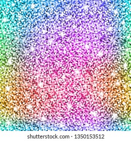 Vector seamless multicolor gradient sparkle glitter pattern. Shining colorful texture background 