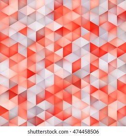 Vector Seamless Multicolor Gradient Triangle Shape Grid Red Grey Shades Pattern. Abstract Geometric Background Design