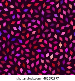 Vector Seamless Multicolor Pink Purple Gradient Rhombus Jumble Pattern. Abstract Geometric Background Design