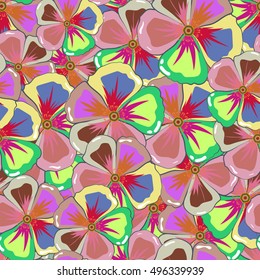 Vector seamless multicolored floral pattern. Hand drawn floral texture, multicolor decorative flowers.