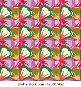 Vector seamless multicolored floral pattern. Hand drawn floral texture, multicolor decorative flowers.