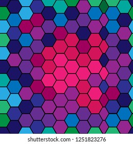 
Vector seamless multicolored mosaic pattern.
Seamless honeycomb pattern. Geometric pattern in violet, pink and blue shades.
Pattern of colorful hexagons.