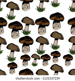 Vector seamless mushroom pattern