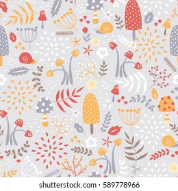 Vector seamless mushroom pattern