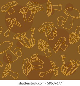 Vector seamless mushroom pattern. You can drop into your swatches and use as a tiling fill.