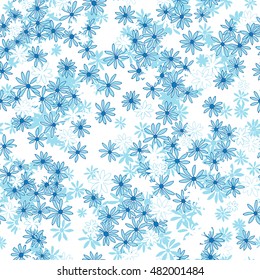 vector seamless naive minimalistic ditsy flower pattern, modern little daisy floral background print