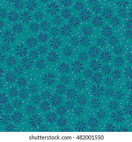 vector seamless naive minimalistic ditsy flower pattern, modern little daisy floral background print with dots