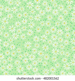 vector seamless naive minimalistic ditsy flower pattern, modern little daisy floral background print with dots