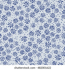 vector seamless naive minimalistic ditsy flower pattern, modern little daisy floral background print with dots