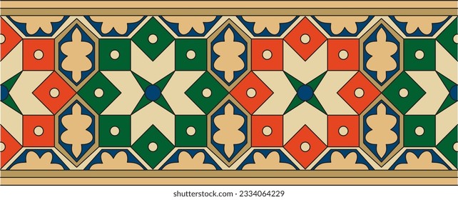 Vector seamless national colored ornament of ancient Persia. Iranian ethnic endless border, frame.
