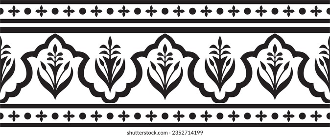 Vector seamless national monochrome black ornament of ancient Persia. Iranian ethnic endless border, frame.
