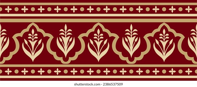 El vector es un ornamento nacional rojo y negro de la antigua Persia. Frontera interminable de etnia iraní, marco.
