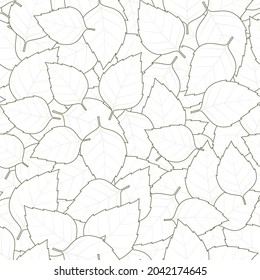 Vector textura de línea natural sin fisuras con hojas de decoración. Frontera verde.