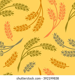 Vector seamless natural pattern with ears of wheat 