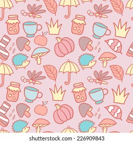Vector Seamless Nature Pattern Cute Elements Stock Vector (Royalty Free ...