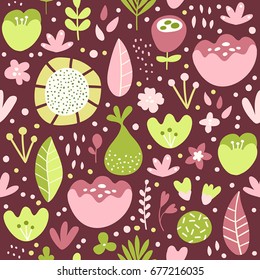 Vector Seamless Nature Texture Pattern Cartoon Stock Vector (Royalty ...