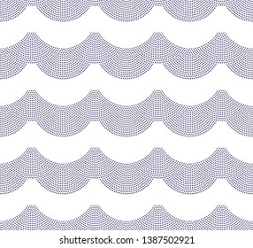 Vector seamless nautical pattern from dark indigo blue small water drops fountain on white background. Wallpaper, wrapping paper, shower curtain print, batik