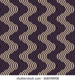 Vector Seamless Navy Grey Color Hand Drawn Engraving Wavy Lines Retro Pattern Abstract Background