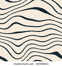 Vector Seamless Navy White Wavy Distorted Lines Retro Grunge Pattern Abstract Background