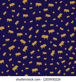 vector seamless New Year 2019 background with pigs and stars