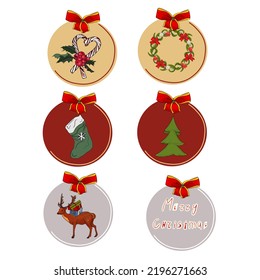 Vector seamless new year pattern on a colored background. Champagne, winter gloves, New Year's toys, ears, gift, New Year's bell for printing, stickers, logo, blank for designers