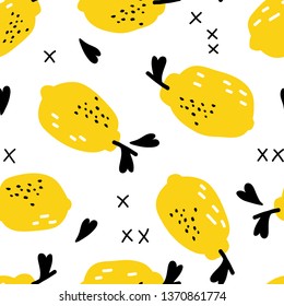 vector seamless New York background pattern with color cut out paper abstract lemons and hand drawn elements for  fabric design, wrapping paper, notebooks covers,textile,backgrounds