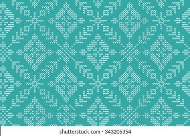 Vector seamless nordic ornament knitted pattern