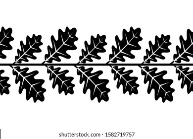 vector seamless oak leaves border isolated on white background