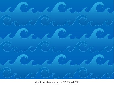 Vector seamless ocean waves pattern