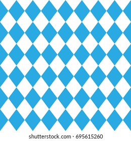 Vector seamless oktoberfest pattern with white and blue rhombus. Nice german beer holiday texture with bavarian flag for textile, wallpaper, background, wrapping paper, cover, web design