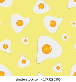 Vector seamless omelette pattern on a light yellow background. For printing on fabric, packaging, napkins, etc.