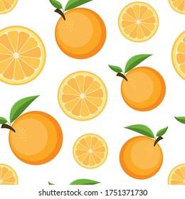 Vector seamless orange pattern. Bright orange fruit background