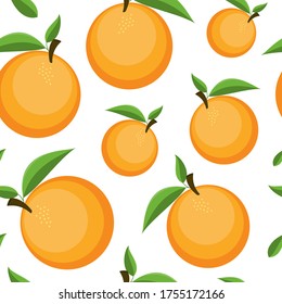 Vector seamless orange pattern. Bright orange fruit background