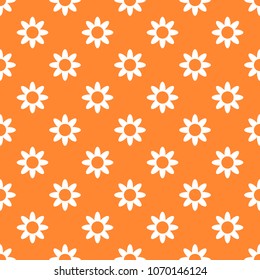 Vector seamless orange and white floral pattern