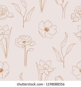Vector seamless organic floral pattern