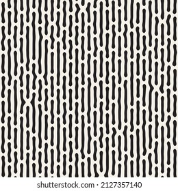 Vector seamless organic stripes pattern. Repeating geometric rounded hand drawn stripes texture. Stylish monochrome background design.
