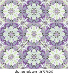 Vector seamless oriental background. Lilac mandalas symmetrically arranged on a colorful background