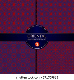 Vector Seamless Oriental Pattern Background Set