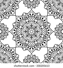 Vector seamless oriental pattern on a white background. Template for carpet, shawl, wallpaper, textiles, cushions, tapestry.