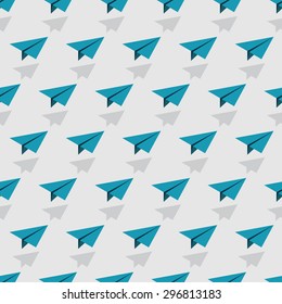 Vector seamless origami airplane background