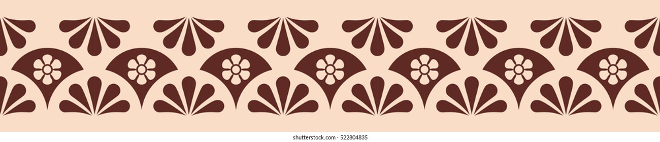 Vector seamless ornament. Brown pattern on a beige background.
