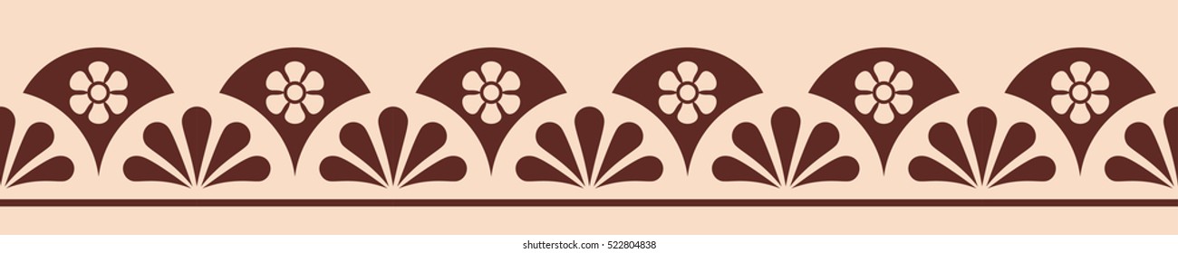 Vector seamless ornament. Brown pattern on a beige background.
