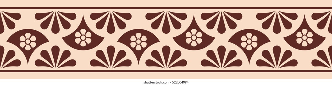 Vector seamless ornament. Brown pattern on a beige background.