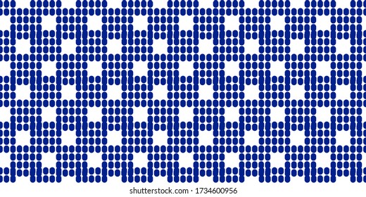 Vector nahtlose Ornament mit dunkelblauen ovalen Punkten. Geometrisches Muster für den Druck auf Tassen, Bodenfliesen, Deckel, Innenausstattungselemente.