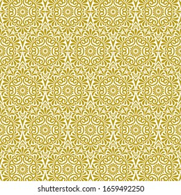 Vector seamless ornament in ethnic greek style. Beautiful floral tiled repeating golden pattern on a white. Traditional hellenic, roman motif for print on paper, decoration textiles, design wallpaper 