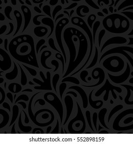 Vector seamless ornament in gray and black colors. Distressed damask seamless pattern background tile.