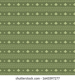 Vector seamless ornament horizontal stripes from curls in chains green pattern background.
