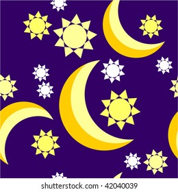 Vector. Seamless ornament with moon in color 132. More seamless see in portfolio