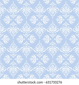 Vector seamless ornament in neutral and white colors. Distressed damask seamless pattern background tile.